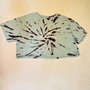 Hollister Tie-Dye Moon Phases Crop Tee – Mint/Black – Women’s S, 100% Cotton